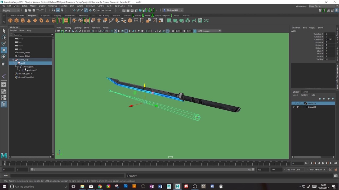 Maya Weapon constraints: Pt 1 Weapon setup