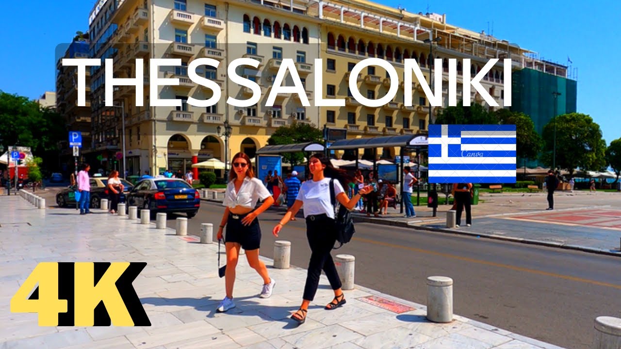 Walking in Thessaloniki, Greece 🇬🇷: Aristotelous Square 4K, summer, travel, tourism