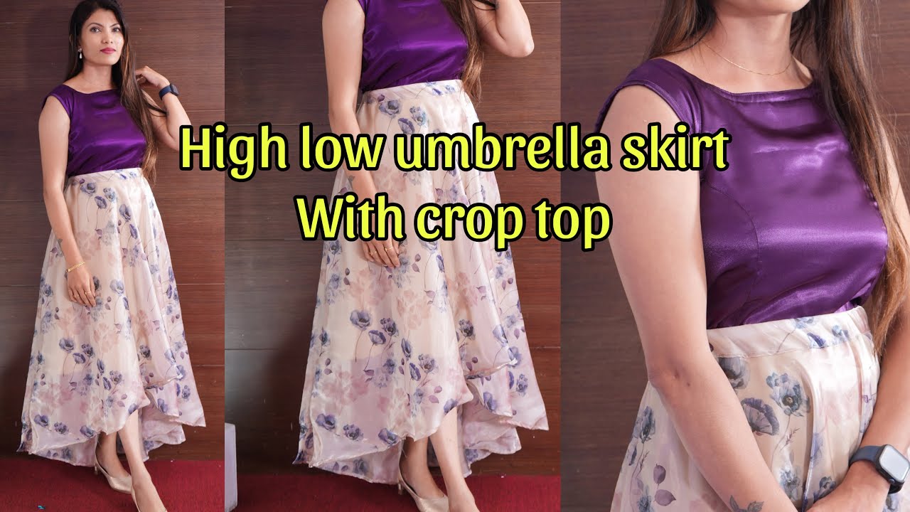 High low umbrella skirt with crop top cutting and stitching tutorials  / Harsha designer