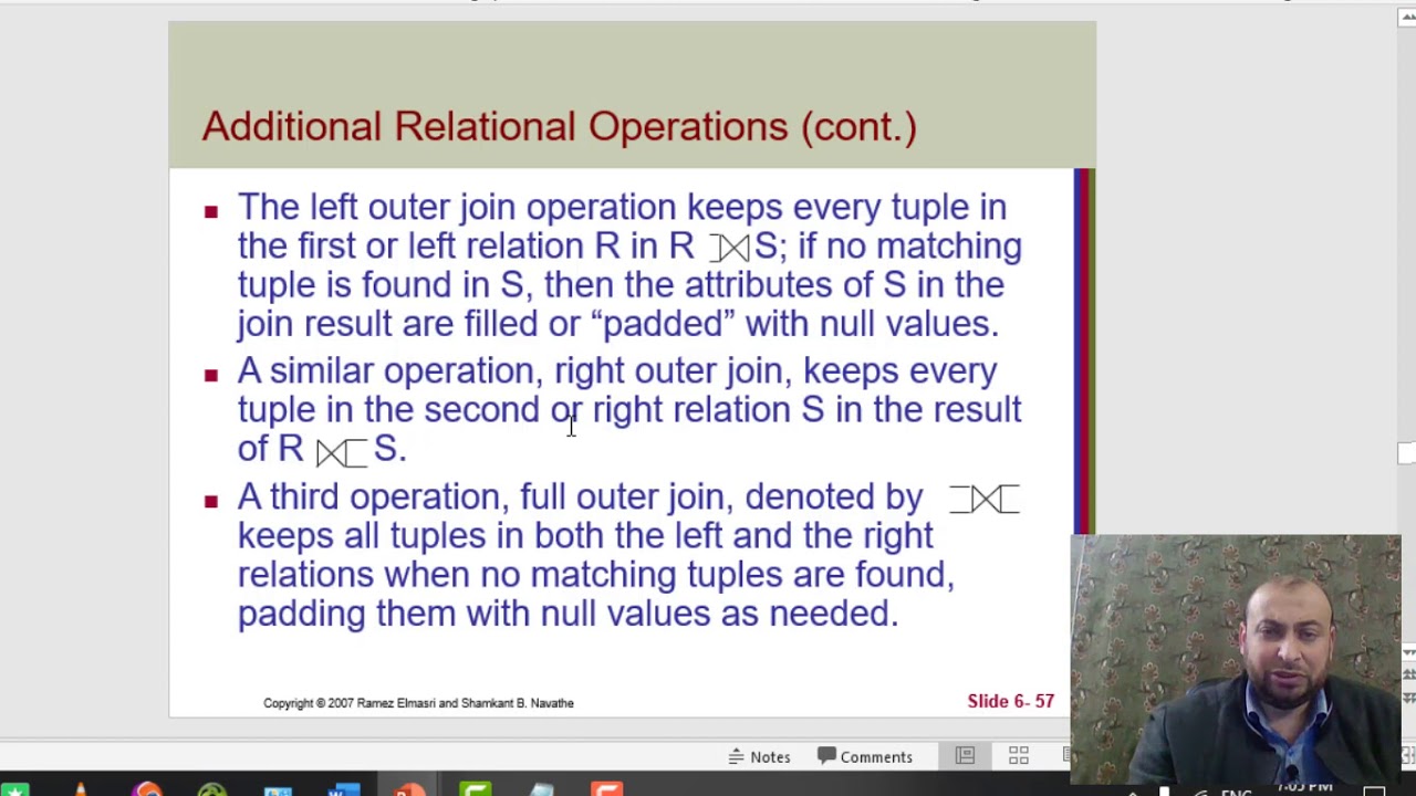 Binary Relational Operations The OUTER JOIN Operation