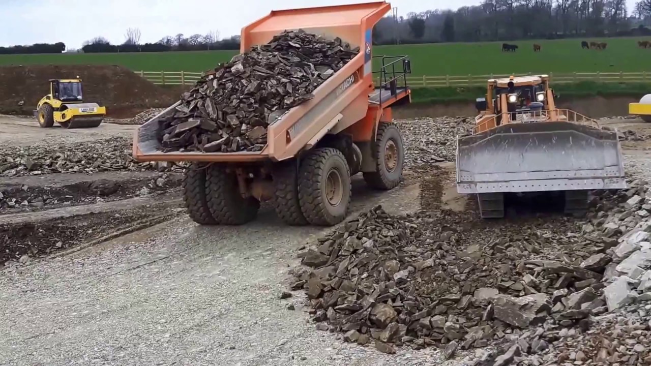 CAT D8 dozer at work on a road construction site (part 2)