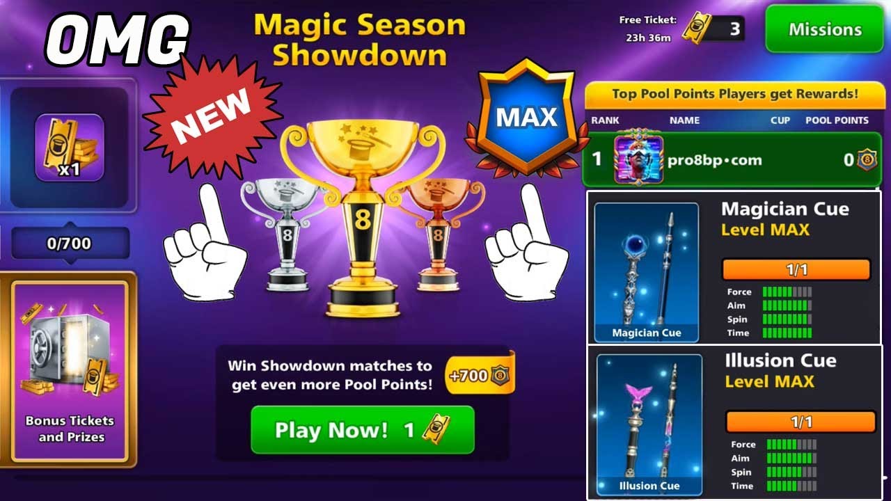 8 ball pool pool pass Level Max Magic Season Showdown 😍 No Edit