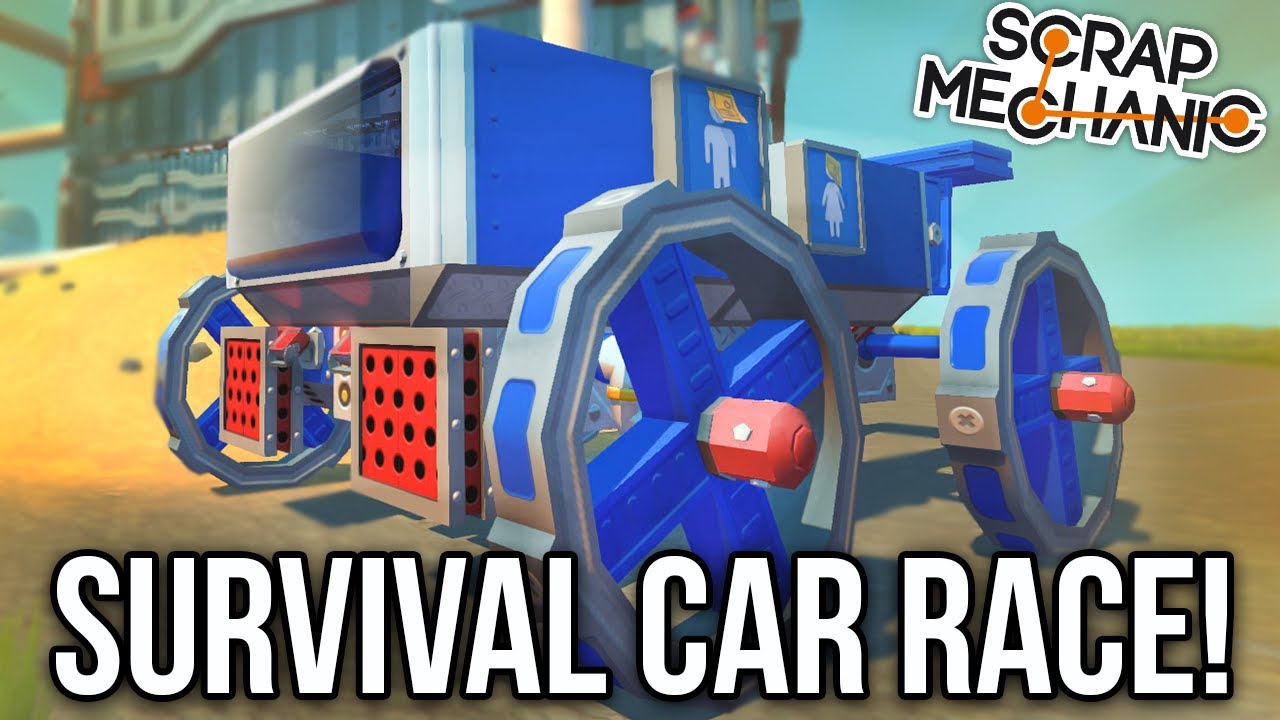 RACING CARS USING ONLY SURVIVAL PARTS!! - Scrap Mechanics Challenge!