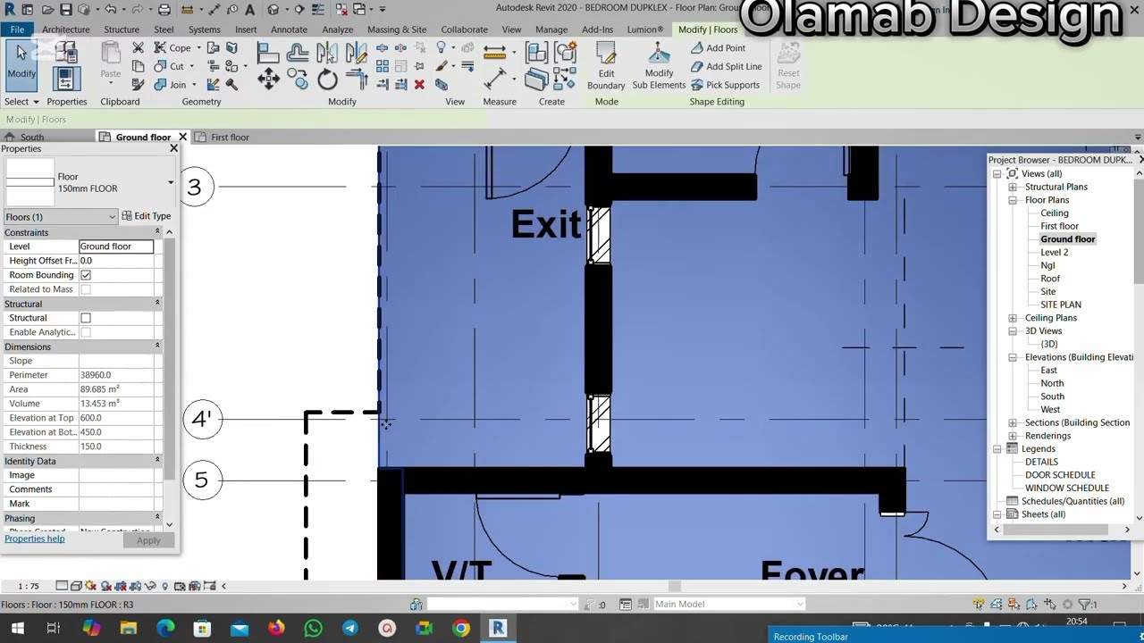HOW TO INDICATE CANTILEVER LINE IN REVIT