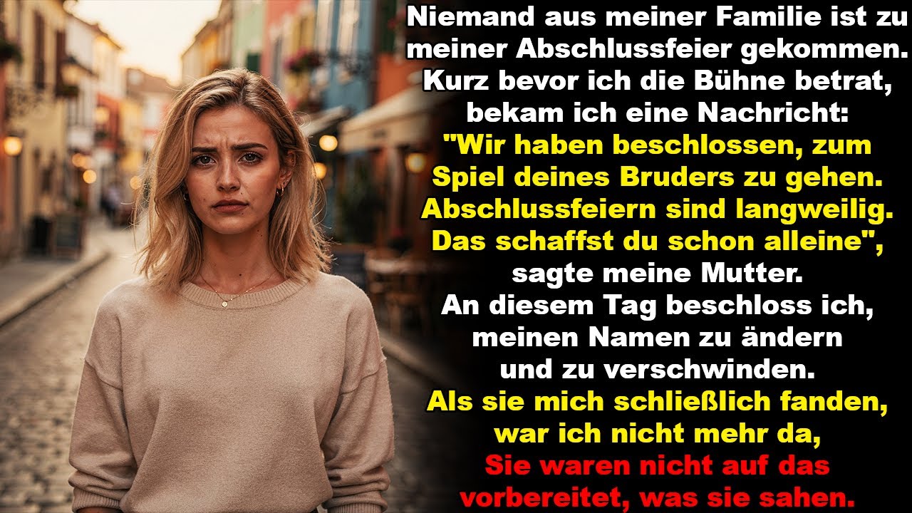 Niemand aus meiner Familie ist zu meiner Abschlussfeier gekommen. Kurz bevor ich die Bühne betrat, …