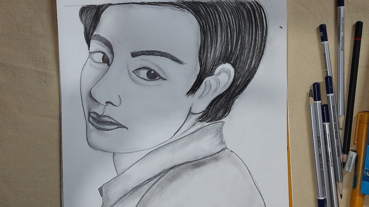 easy portrait drawing || very simple portrait sketch step by step || nidal Drawing Tutorial ||