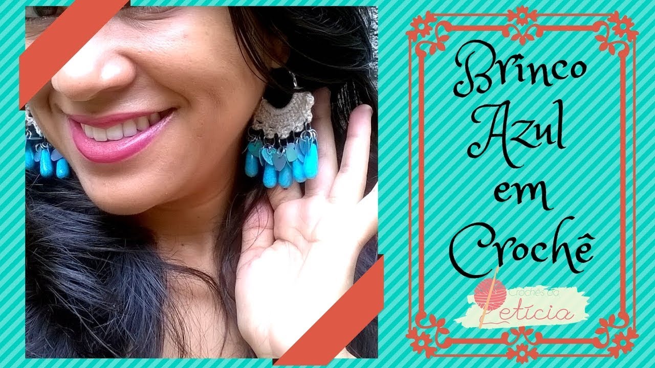 Brinco azul em crochê - Tutorial DIY