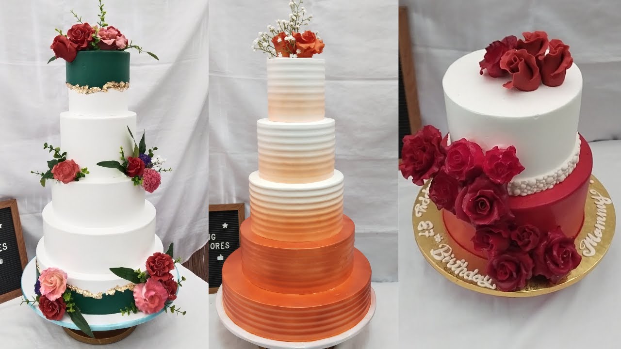Three wedding cake decorating ideas.
