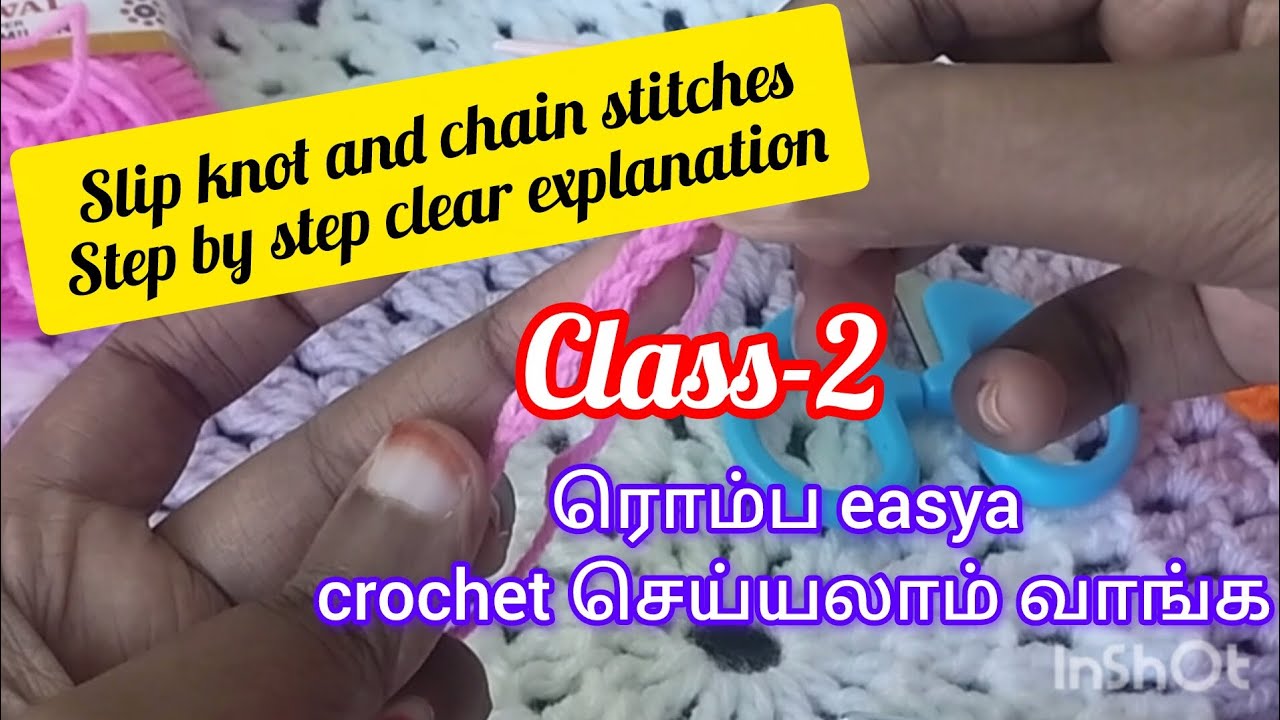 Crochet for beginners(Class-2).How to make slip knot & chain stitches#crochet #beginners #easy #diy 