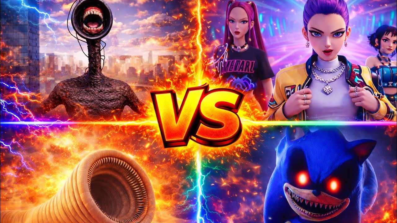 Siren Head 🆚  Kpop demon hunter 🆚Cartoon Worm  🆚   Sonic .Exe   🎶 Tiles Hop EDM Rush