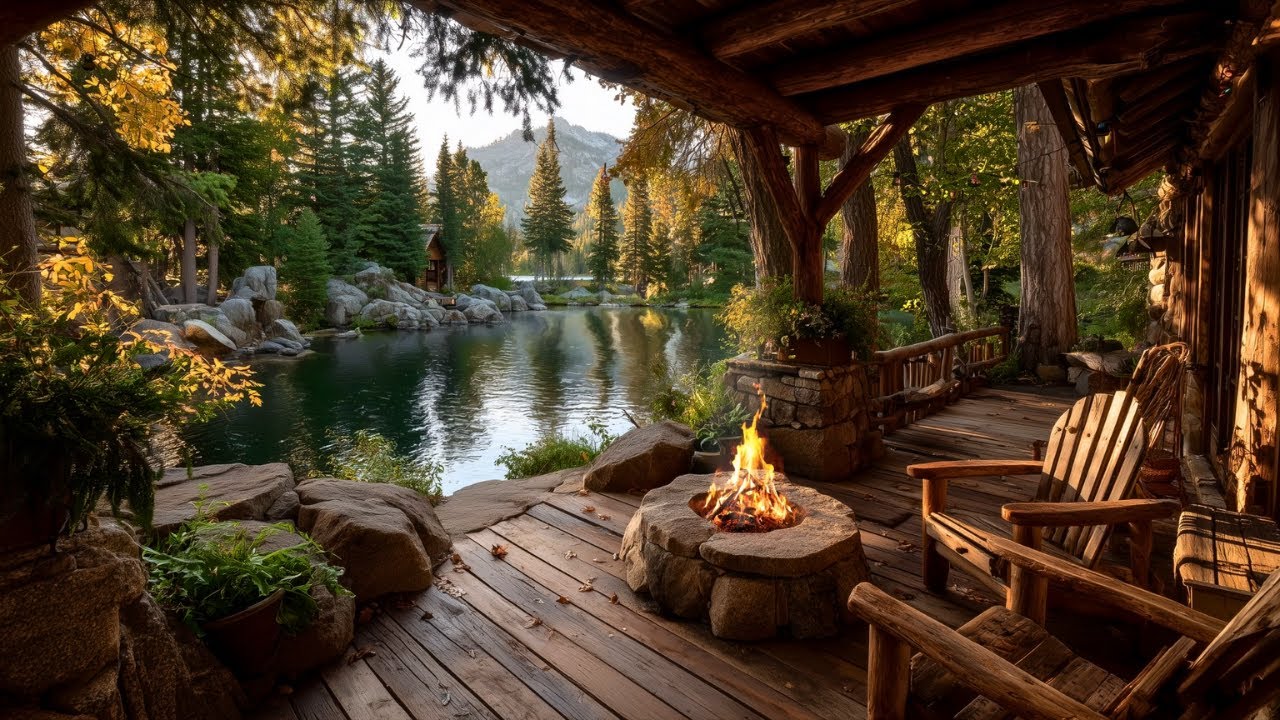 Early Morning Ambience at the Riverside Porch Ambience, Campfire & Birdsong for Summer Relaxing