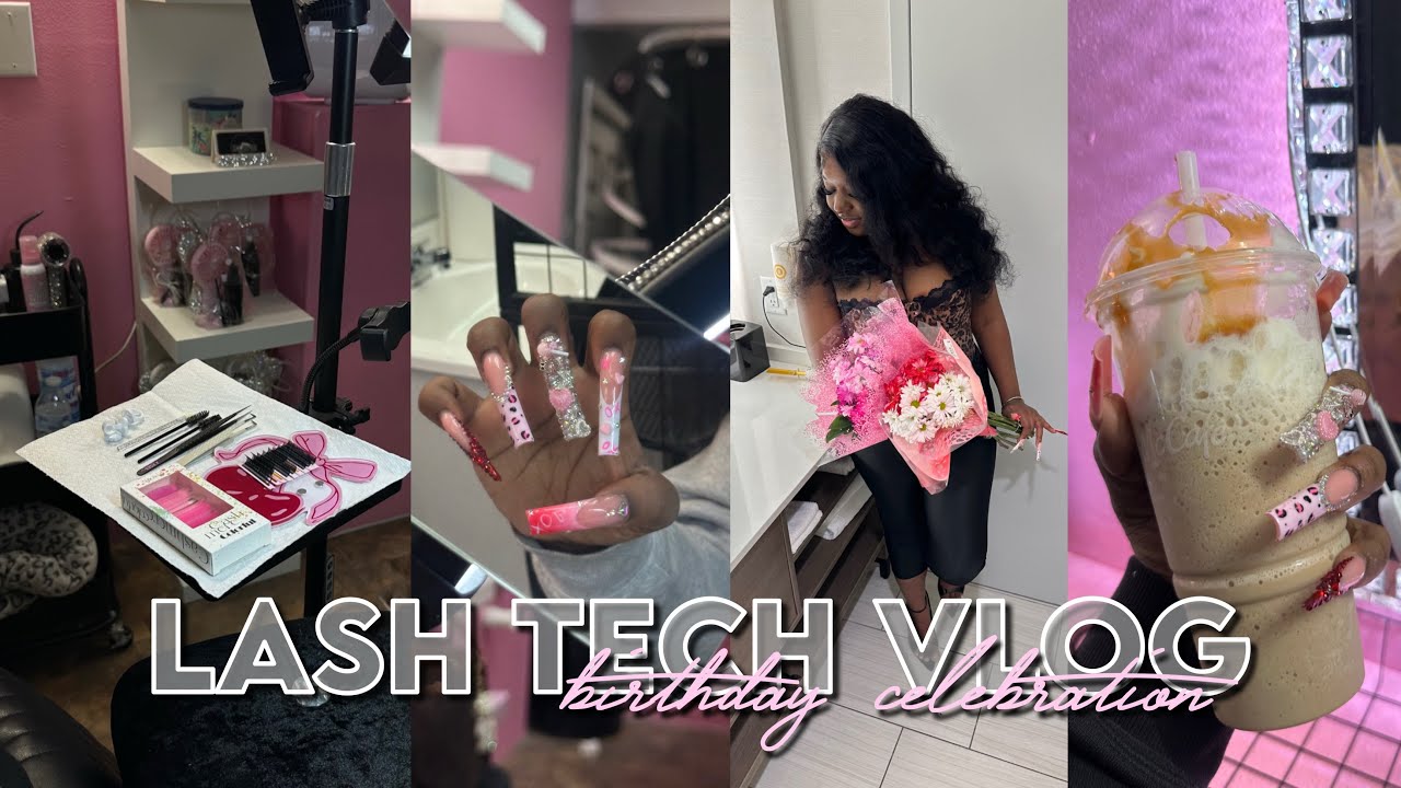 LASH TECH VLOG 🎀🏹 | Busy Client Day + Birthday 🧁