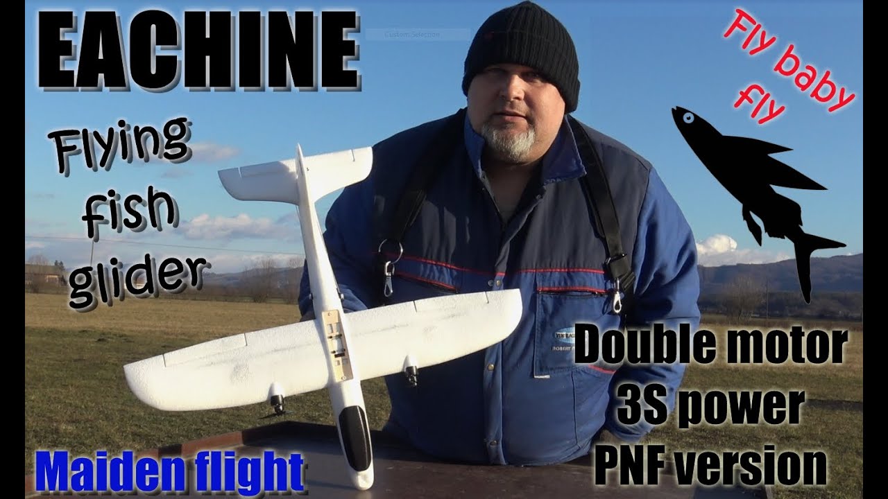 Eachine Flying Fish 650mm Wingspan Sub-250 Grams Dual-Engine Mini EPP RC Airplane PNP Maiden flight