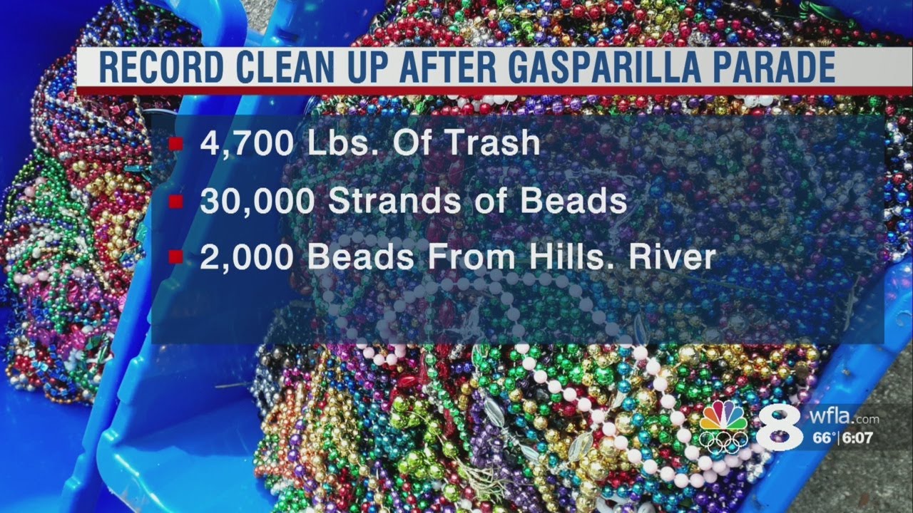 30K strands of beads collected in Keep Tampa Bay Beautiful After Gasparilla Cleanup event