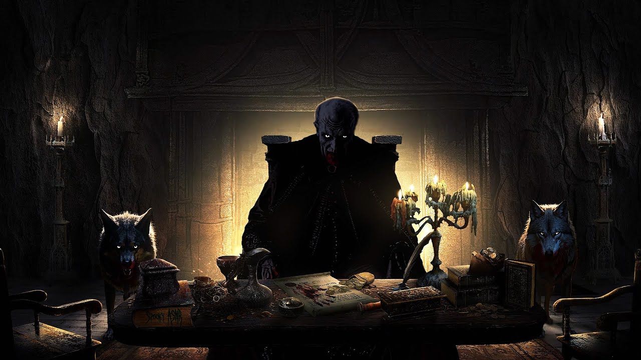 🦇 💀 The Night of Nosferatu | Heavy Thunderstorm in Haunted Vampire Castle | Creepy ASMR Ambience