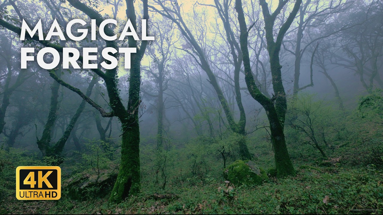 Magical Forest 4K 🌲✨ Misty Morning | Relaxing Birds & Nature Sounds for Sleep - 5 Hours