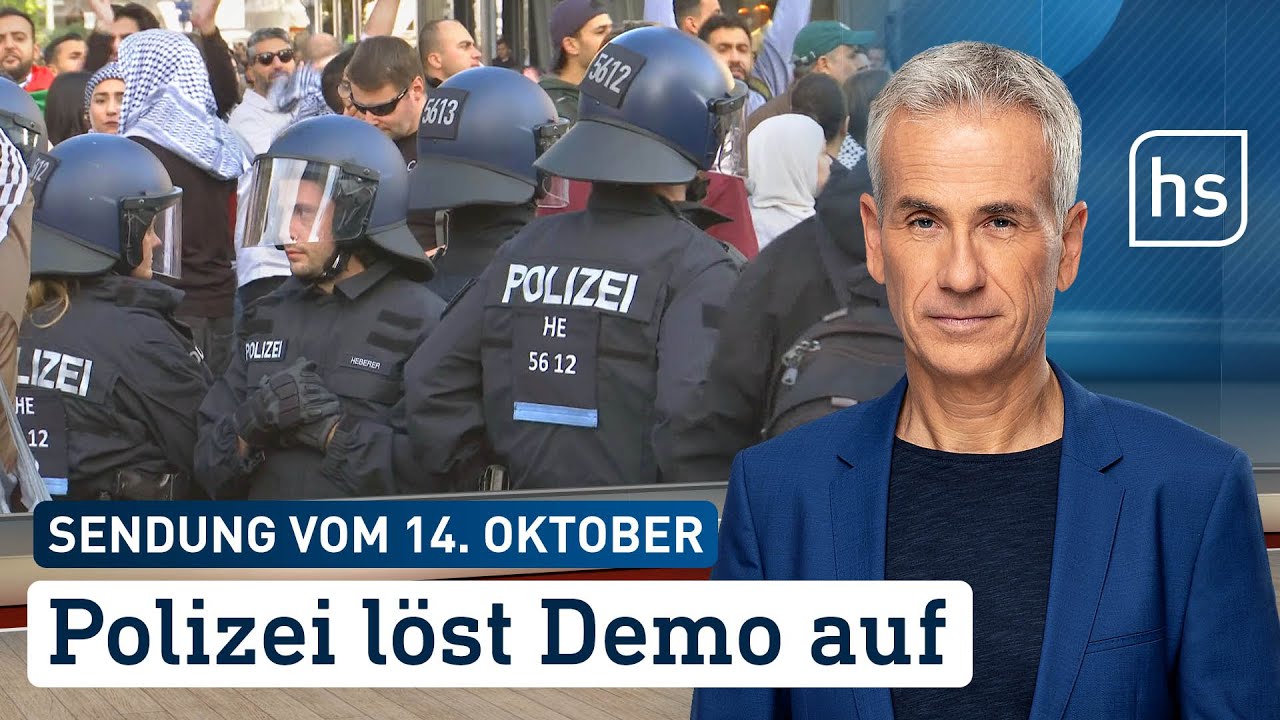 Polizei löst Demo auf | hessenschau vom 14.10.2023