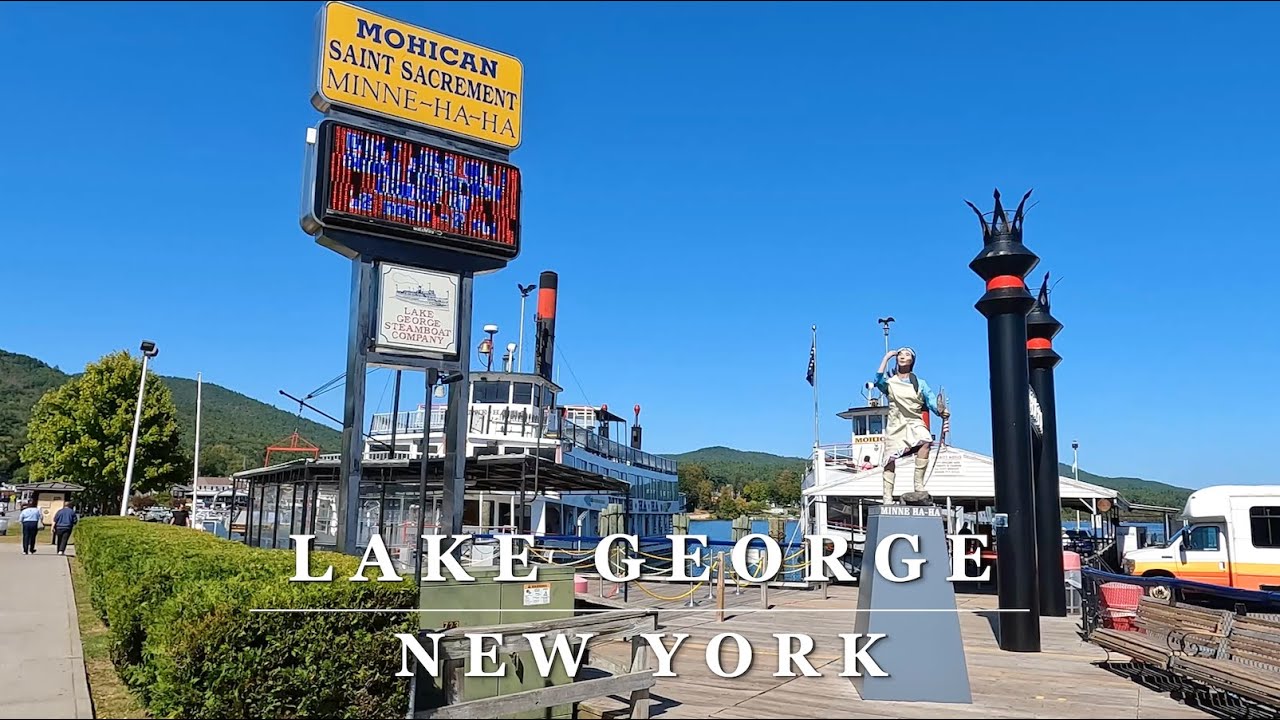 [4K] Lake George Village - Upstate New York Laketown - Scenic 4K Walking Tour with Binaural Sound