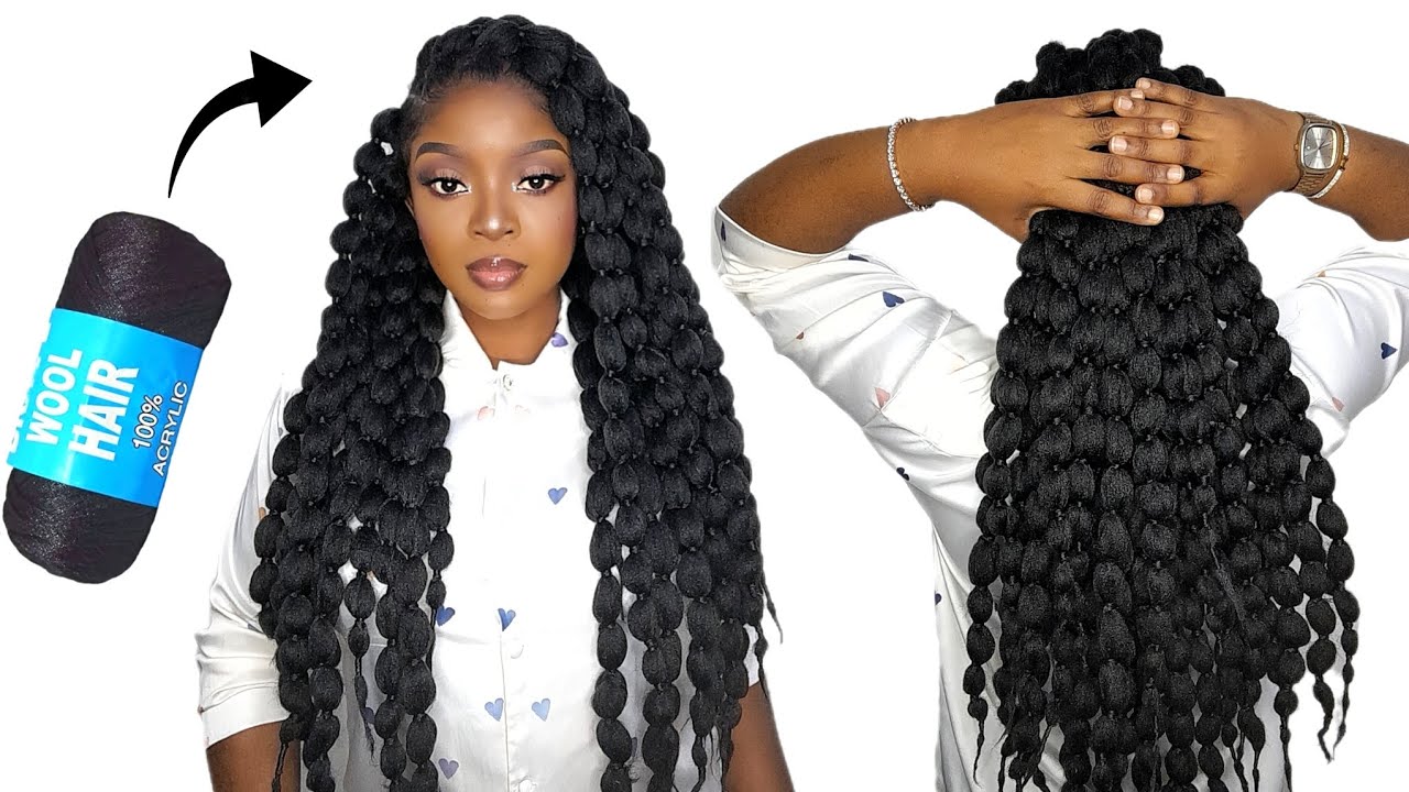 😱Most Detailed Bubble Braids/Poodle Puff Tutorial| Using Brazilian Wool