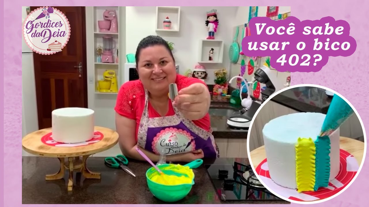Modelo de decoração com bico de confeitar 402 - aula boa para iniciantes