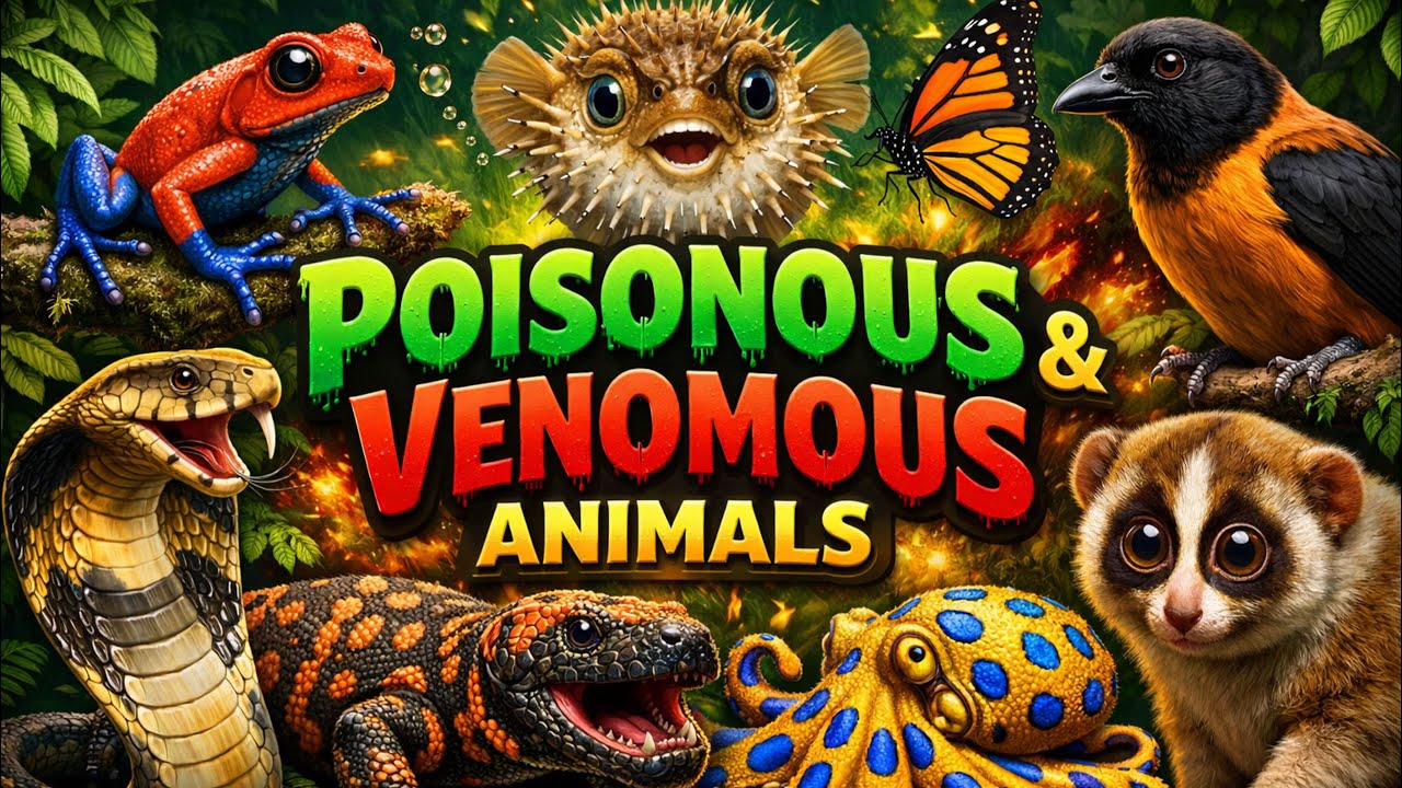 Poisonous Animals for Kids and Toddlers Learning | Real Visual, Names and Sounds | Educational Video