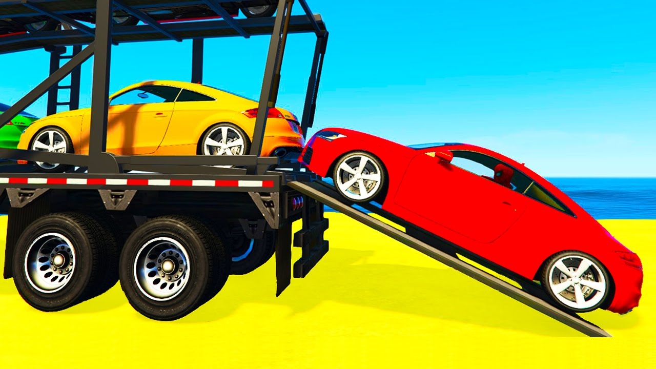 Fun SMALL Cars Transportation for Kids and Spiderman Cartoon w Colors for Children Nursery Rhymes