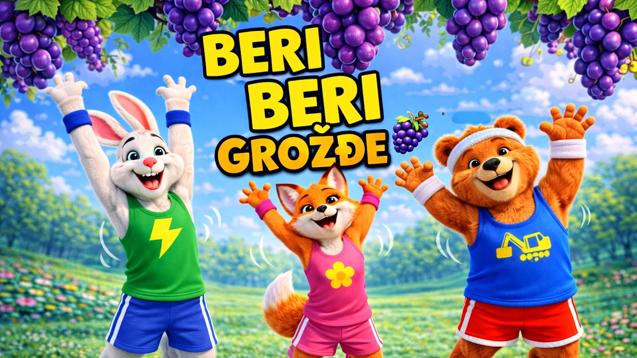 Treniraj sa Budom, Bakijem i Majom: BERI BERI GROŽĐE 🍇 | Vježbe za djecu | Dječji fitness