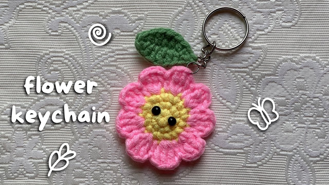 Crochet Daisy Flower Keychain Tutorial 🌼| Crochet Flower Keychain Daisy | Crochet Daisy Keychain