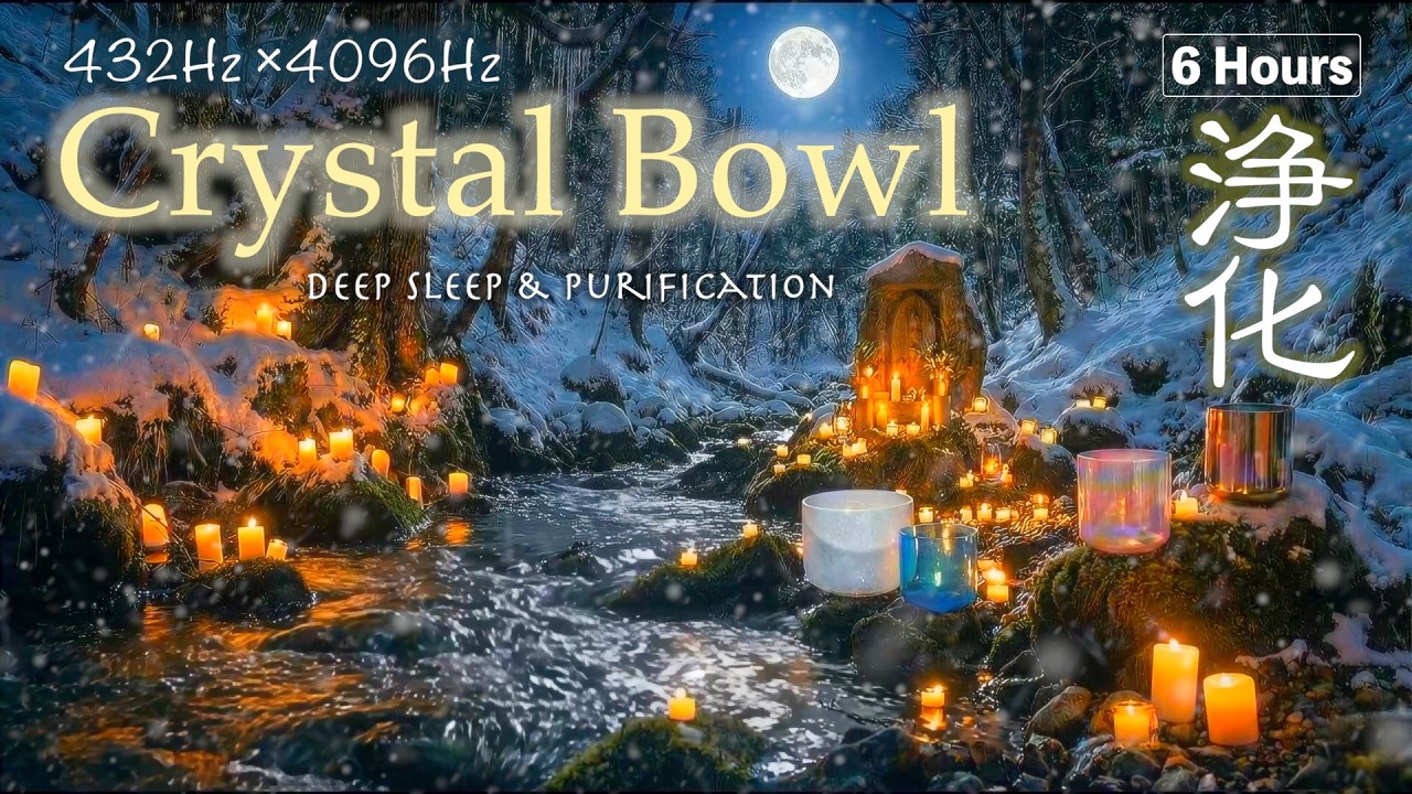 Глубокий Сон Лунный Свет и Снежный Лес | Медитация Crystal Bowl ASMR | 432Hz × 4096Hz