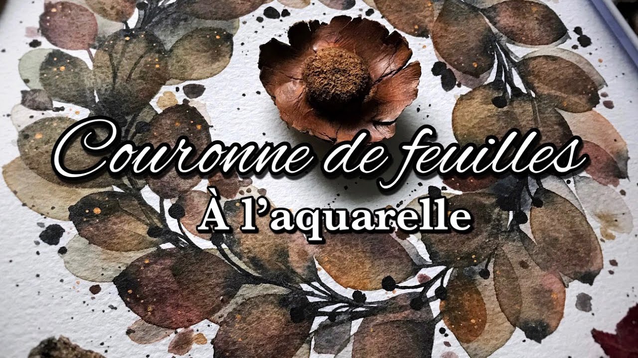 Couronne de feuilles à l’aquarelle en transparence