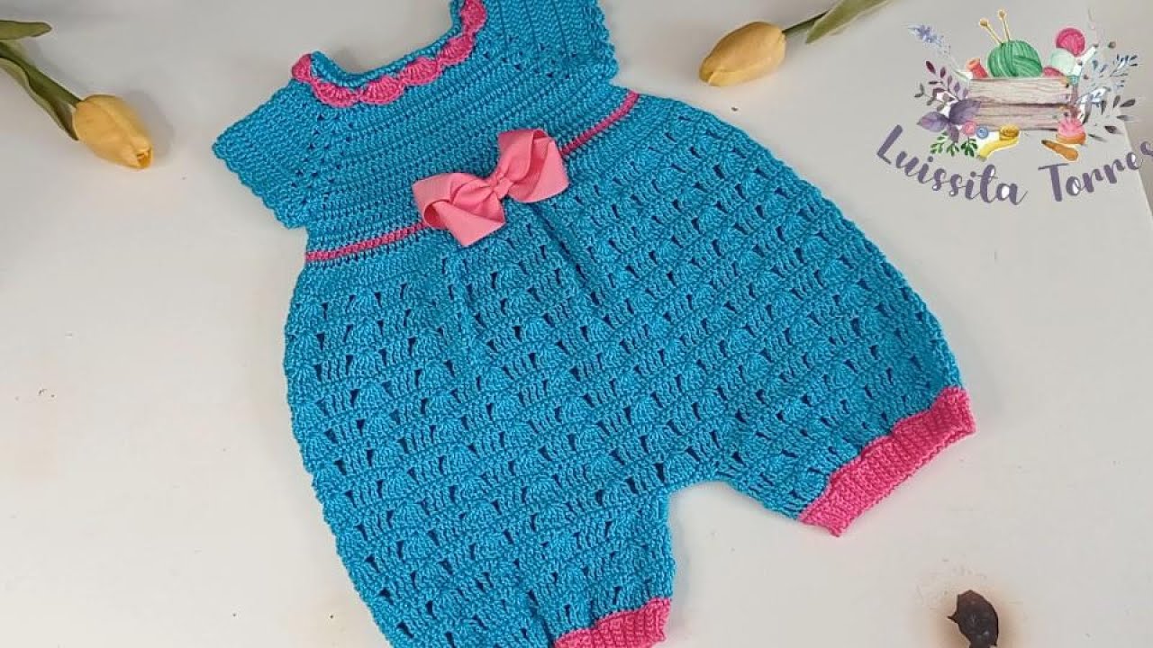 hermoso romper o ranita para bebé elegante y fácil de hacer  paso a paso patrón de ganchillo#easy