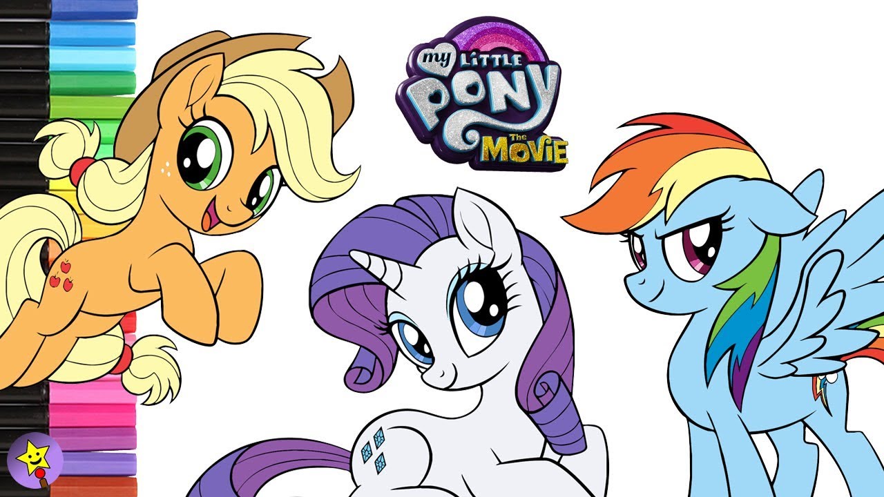 My Little Pony The Movie Coloring Book Page Rainbow Dash Rarity Applejack Coloring Book Page