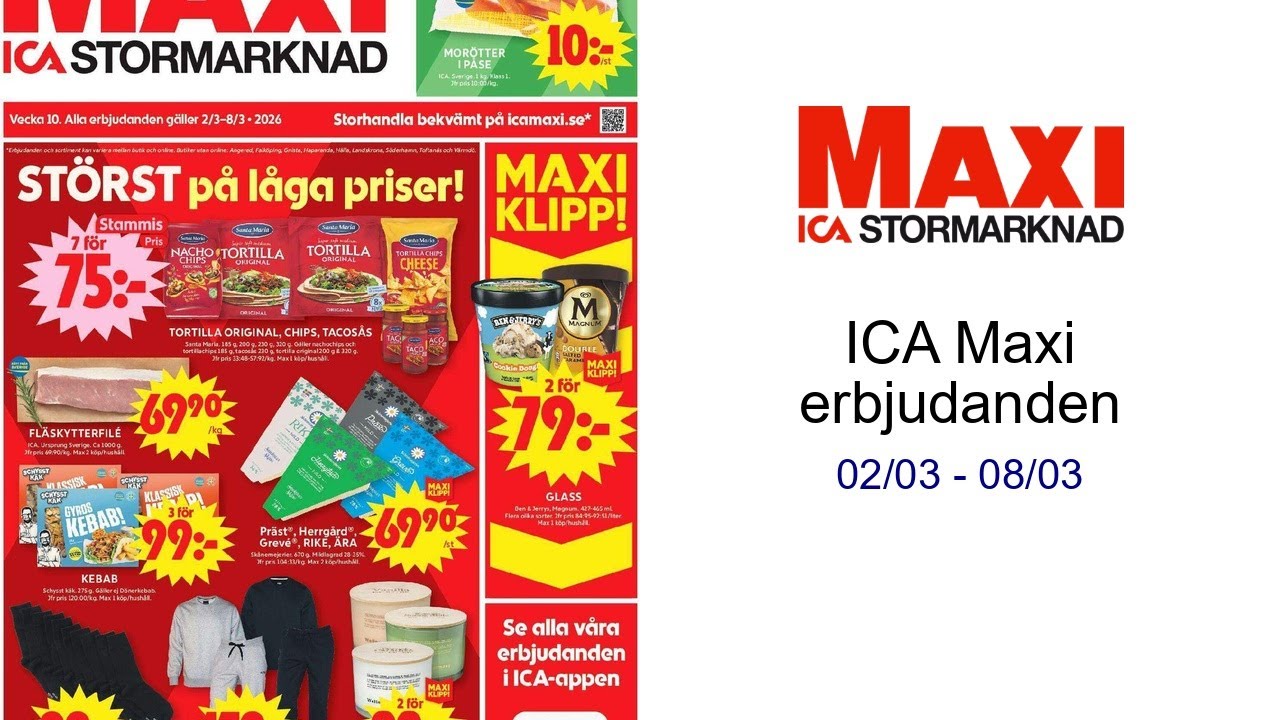 ICA Maxi erbjudanden 02/03 - 08/03