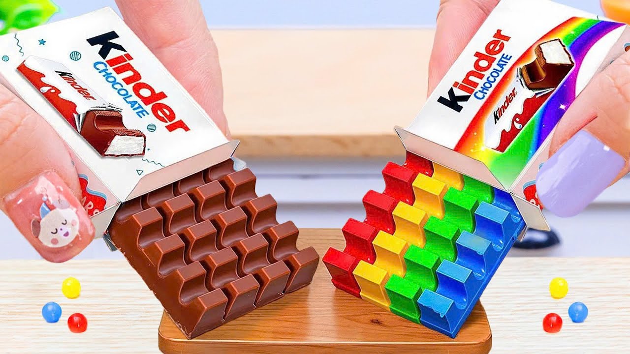 Kinder Chocolate vs Rainbow Kinder: Epic Decorating Showdown! 🍫🌈Amazing Rainbow Cake