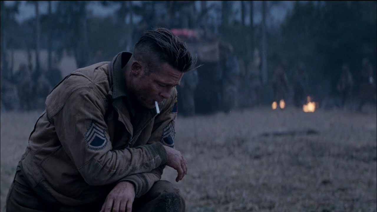 War fatigue on Brad pitt face(fury)