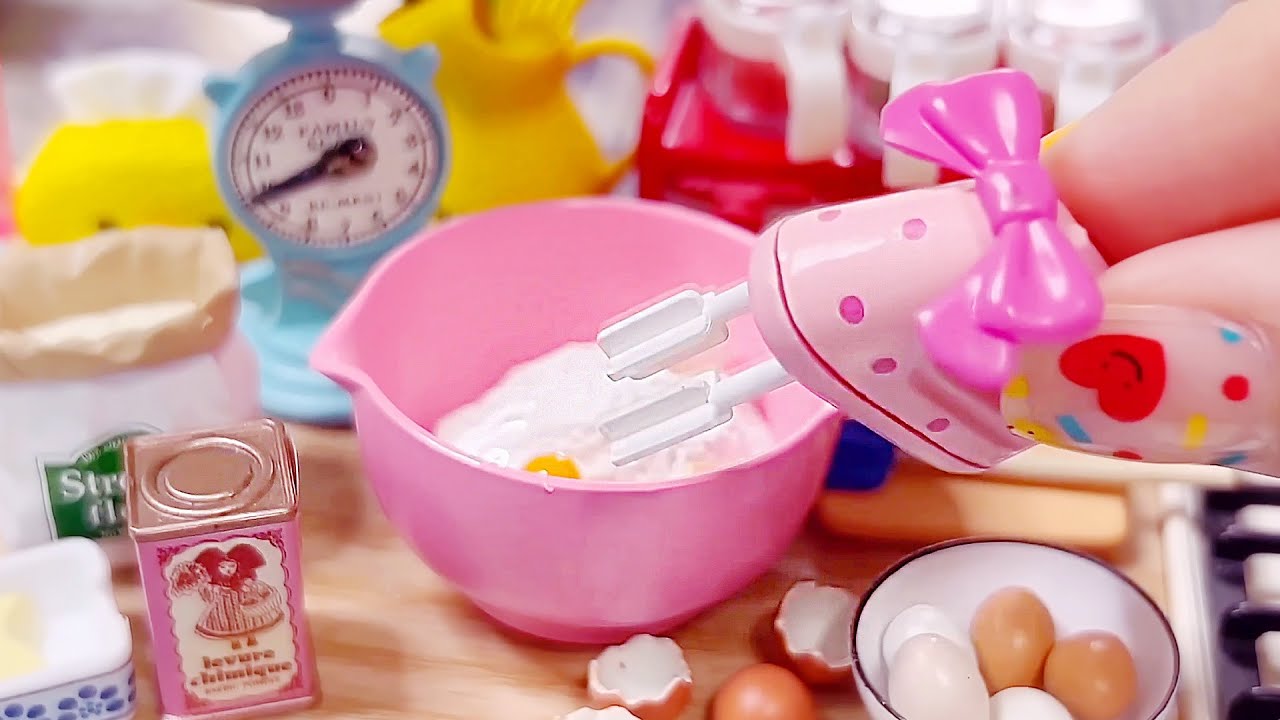 Re-Ment mini kitchen ❤️ Miniatures food Toys : Chocolate Cake cooking videos (ASMR)