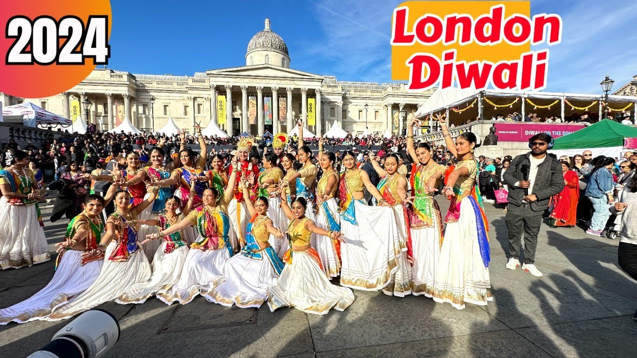 London Diwali 2024 [4k] #london #trafalgar #dhol #bollywood