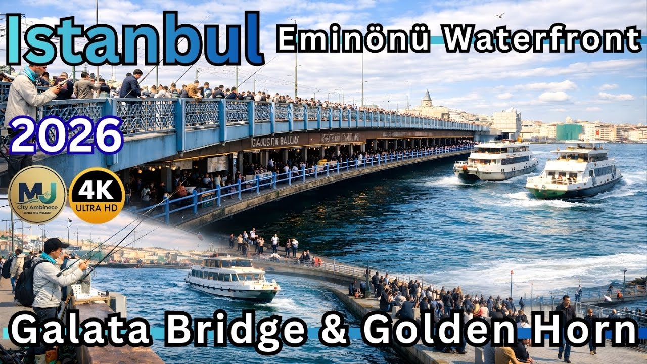 Istanbul Eminönü Waterfront City Ambience | Static Views of Bosphorus, Galata Bridge & Golden Horn