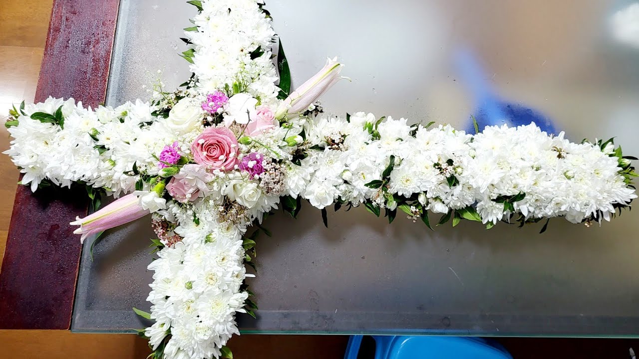 Funeral Cross Flower Arrangement || Part 2 #flowers #flowerarrangement #funeralflowers