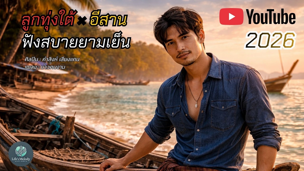 รวมเพลงลูกทุ่งใต้ × อีสาน ฟังสบายยามเย็น |เสียงคลื่น ฮักบ้านเฮา”🎤 | ศิลปิน:  คำสิงห์ เสียงแคน