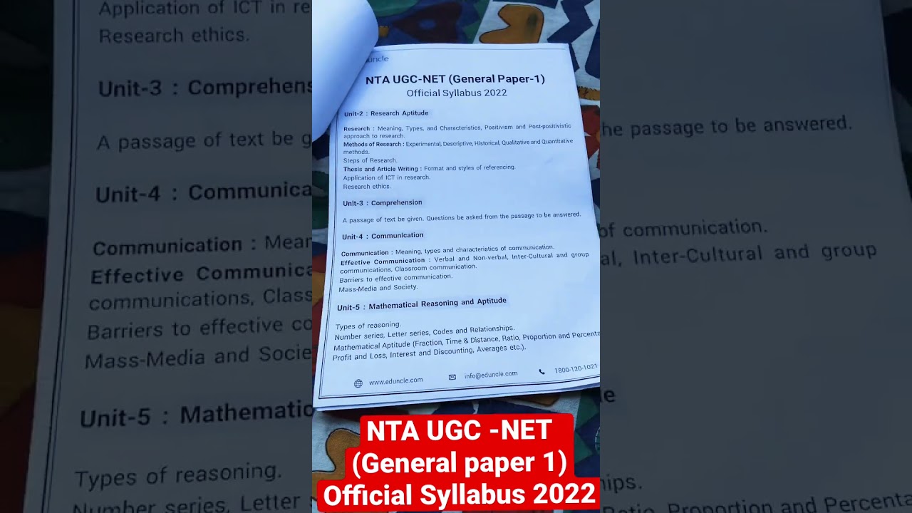 Nta ugc net (general paper 1) official syllabus 2022
