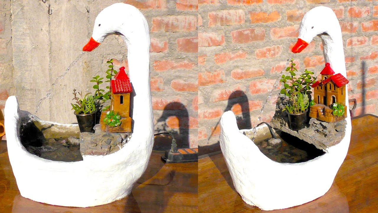 Crea tu propia fuente de agua en forma de pato usando cemento y bolsas de plástico recicladas