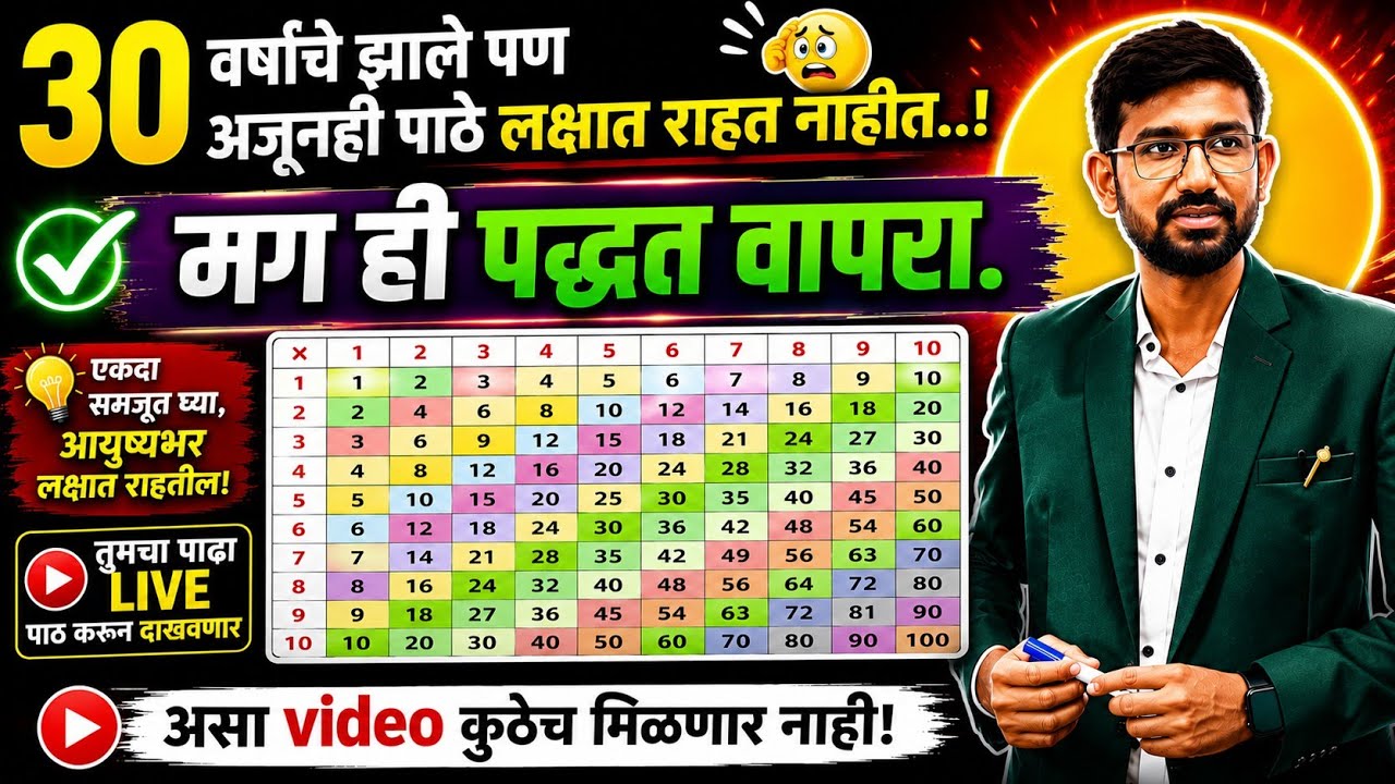 पाढे पाठ कसे करावे, पाढे लक्षात ठेवण्याची अस्सल पद्धत. - Part -2