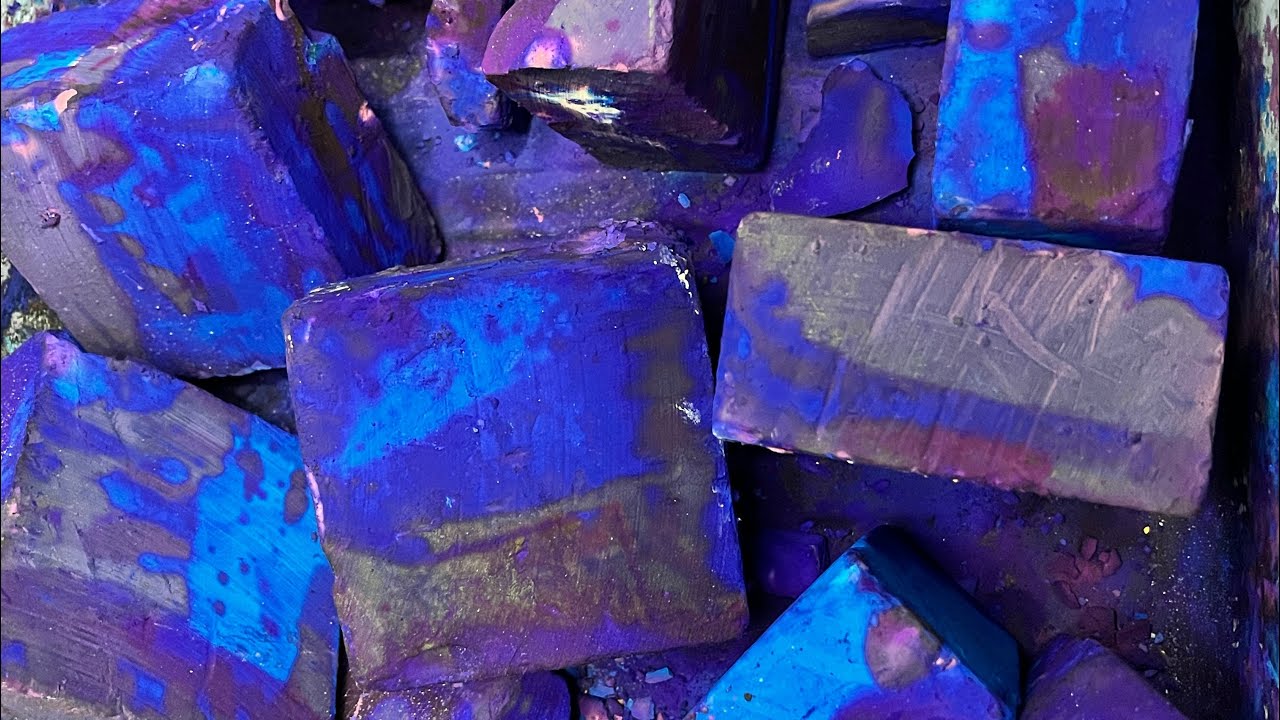 10 Blue & Purple Dyed Blocks - ASMR