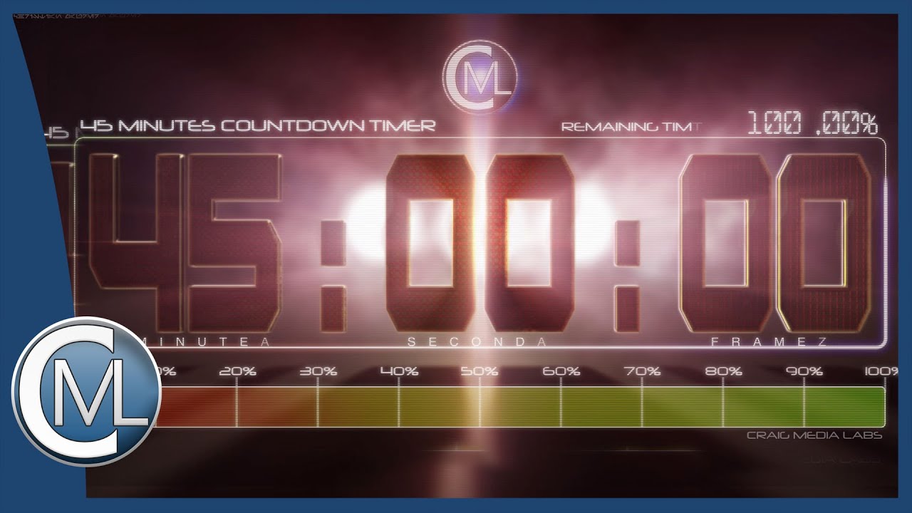 ⏳ Very Useful 45-Minute Countdown | HUD Bar Graph & Percentage Display 📊