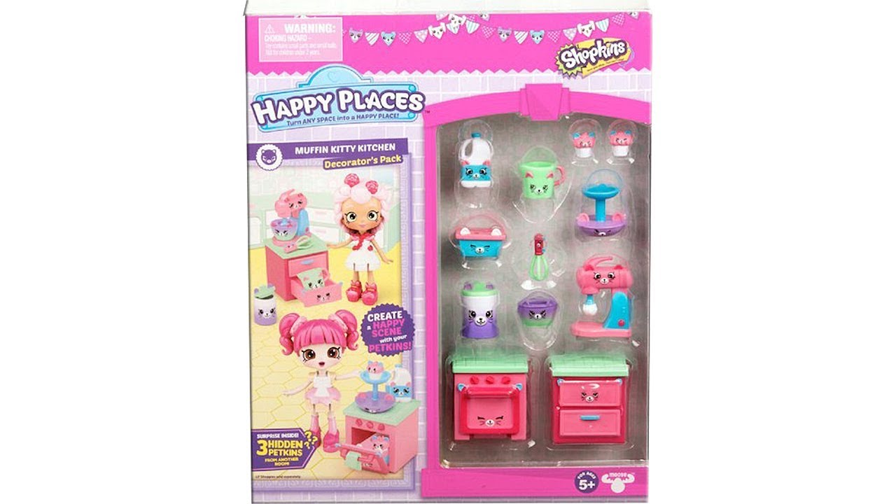 Shopkins Happy Places Muffin Kitty Kitchen Decorator Pack Unboxing Toy Review