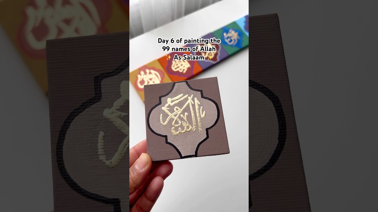 99 names of Allah painting in gold leaf on mini canvas #art #shorts