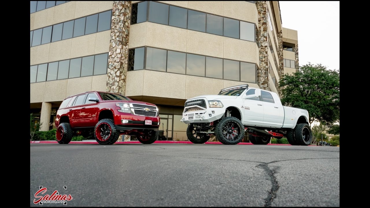 The perfect lifted couple! Couple builds RAM and Tahoe together! (Burn outs included!)