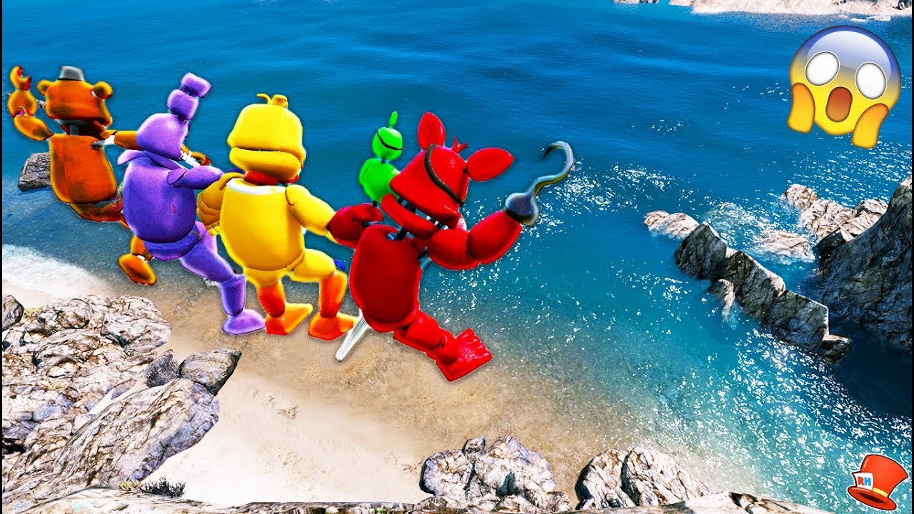 ANIMATRONICS DIVING 9999 FEET OFF A CLIFF!! (GTA 5 Mods FNAF RedHatter)