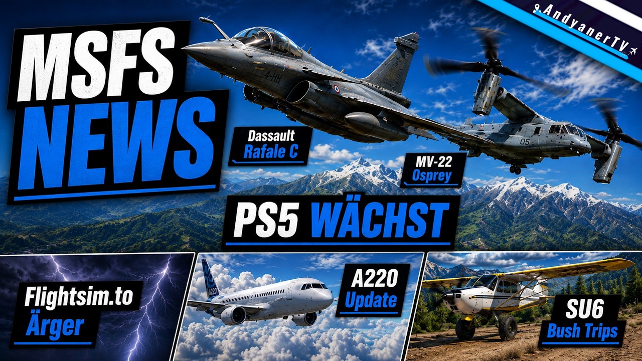 MSFS Newsradar Week 32/26: New PS5 content, trouble at Flightsim.to & A220 improved